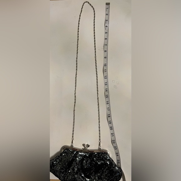 Vintage Sequined Small Evening Bag Elegant Clutch Black Purse. - Picture 7 of 9